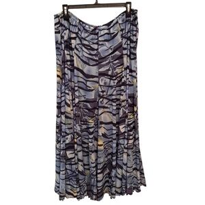 Reba McEntire Blue Abstract Print Mesh Maxi Skirt - Size Large